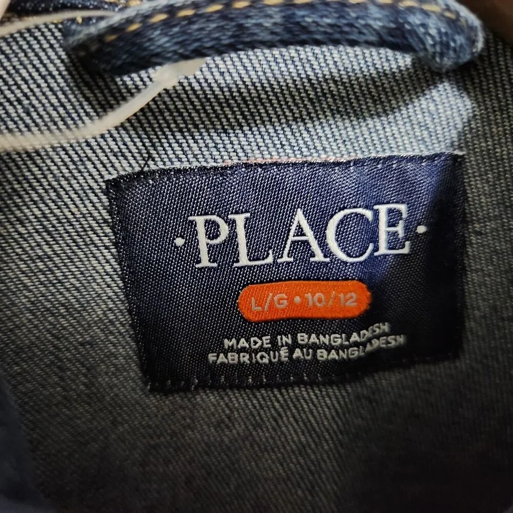 PLACE Girls Blue Stretch Denim Trucker Jacket Size L 10/12